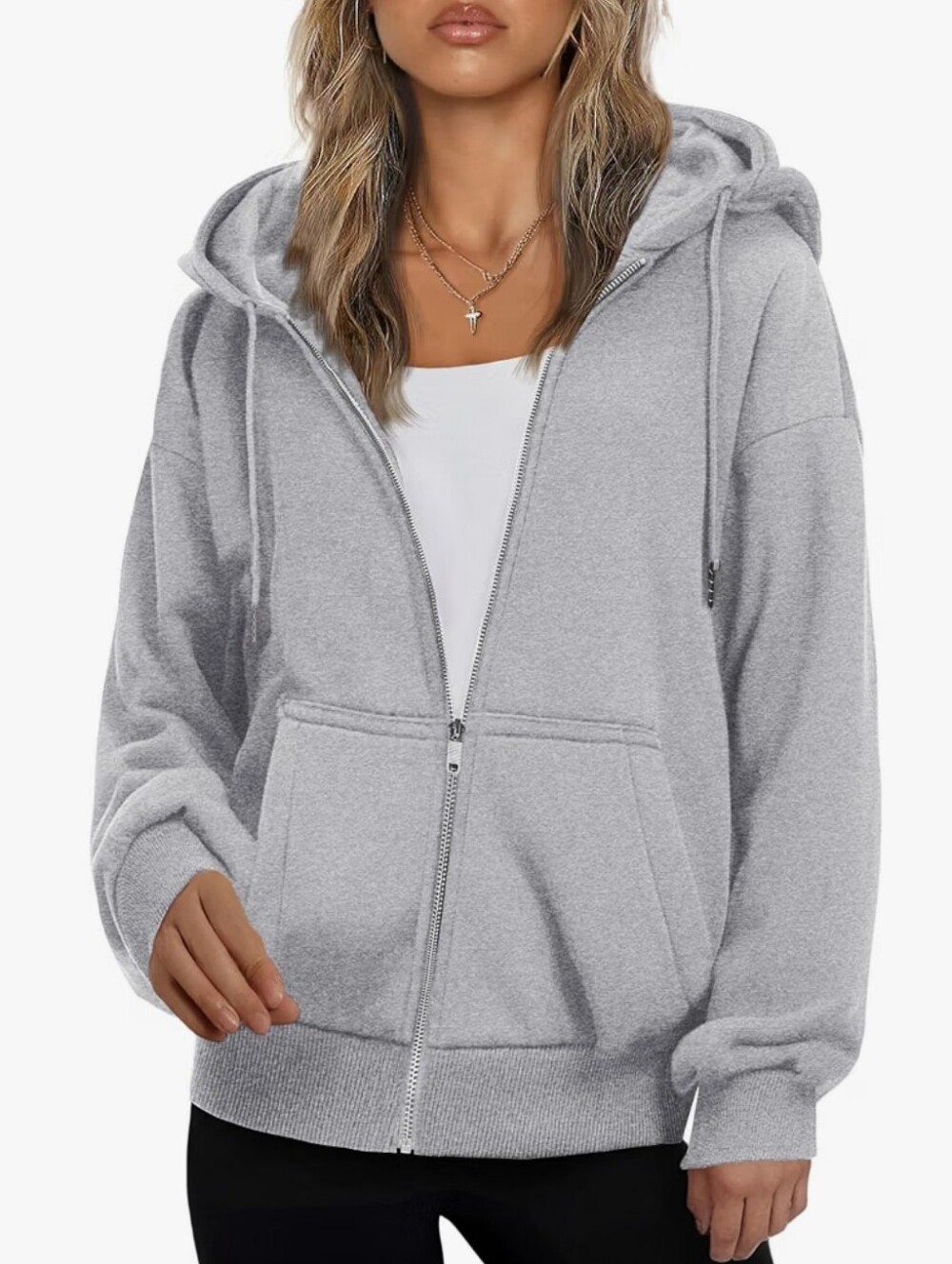 Long Sleeve Oversized Sweatshirt Casual Lightweight Fleece Jacket With Pockets